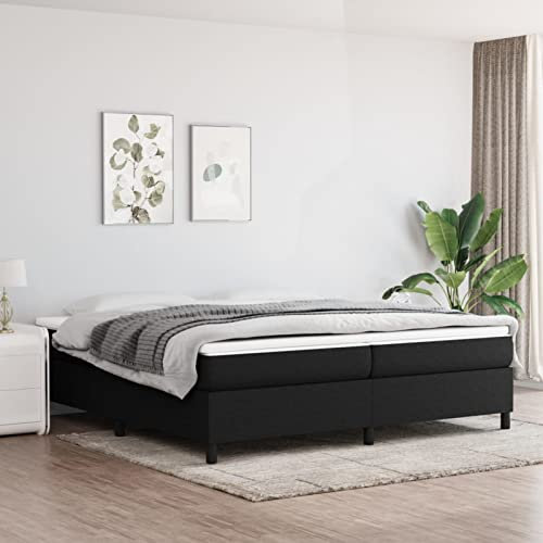 Homgoday Boxspringbett Bett Bettgestell Polsterbett Einzelbett | Doppelbett Rahmenbettgestell Lattenrost Bett ohne kopfteil Bett für Schlafzimmer Schwarz 200x200 cm Stoff