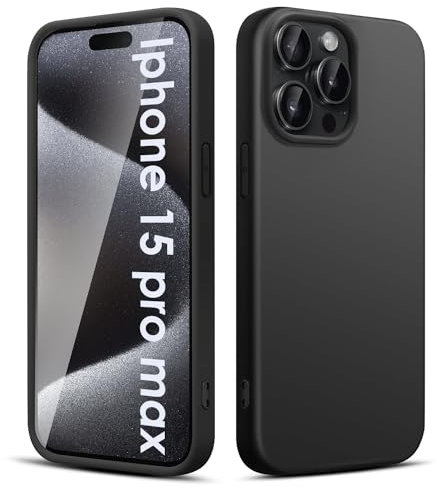 Filoto Soft Silikon Hülle für iPhone 15 Pro Max, Kameraschutz Stoßfest TPU Handyhülle, Anti-Fingerabdruck Unzerstörbare Starke Stoßfestigkeit Kratzfest Ultra Dünn Schutzhülle (Schwarz)