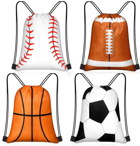 Censen 24-teiliges Kordelzugbeutel-Set, 30,5 x 25,4 cm, wasserdicht, Strandtasche für Fußball, Baseball, Basketball, Fußball, Geschenk, Party (Sportstil)