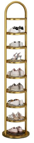 Metall Schuhregal Mit 9 Ebenen - Offener Schuhschrank Vertikal, Platzsparend, Schuhturm, 27 x 22 x 148 cm (Gold, 24 * 24 * 138cm)