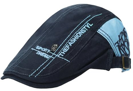Rayson Herren Schiebermütze Baumwolle Gatsby Flat Cap Newsboy Verstellbar Retro Schirmmütze Baskenmütze Barett Herren Sportmütze Newsboy Cap(Blau)