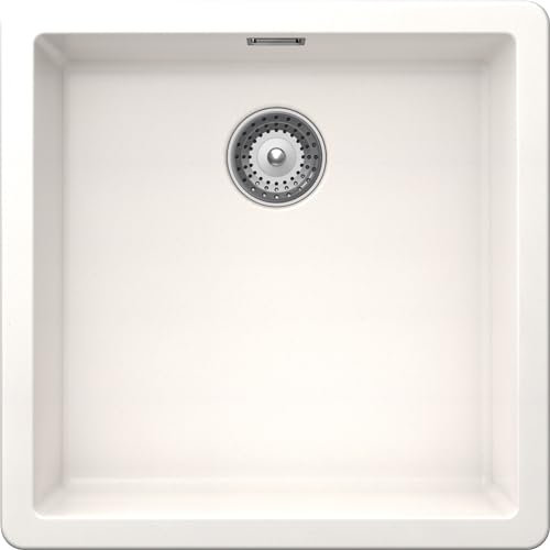 SCHOCK | Fregadero de cocina Galaxy N100U 1 bañera con ganchos subterráneos incluidos, Material®Cristadur, blanco puro, 430 x 430 mm