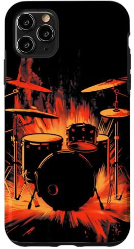 Coque pour iPhone 11 Pro Max Batterie explosive avec flammes dentelées et fumée