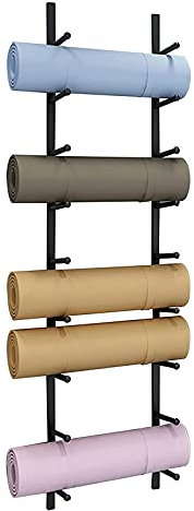 Yogamatten-Aufbewahrungsregal, Wandhalterung, Yogamatten-Halter, 9 Fächer, Aufbewahrungsregal für Heim-Fitnessstudios für Schaumstoffrollen, Badetücher, Yoga-Gurte und Widerstandsbänder, kei