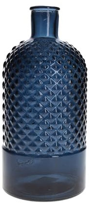 Keyhomestore - Botella de cristal reciclado, color azul cobalto, detalle diamante, altura 29 cm, ideal como decoración de decoración para la casa, idea regalo y bombonera.