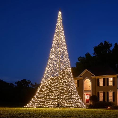 Fairybell LED-Weihnachtsbaum für draussen - Luminous Switch - 10 Meter - 8000 LEDs - Geeignet für vorhandene Fahnenmasten - Warmweiss und/oder Multicolor