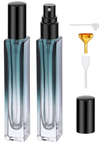 Segbeauty Atomizador Perfume Recargable, 2 Piezas 10ml Bote de Perfume de Cristal, Pulverizador Colonia Portátil, Botella Pulverizador, con Cabezale de Bomba, Embudo y Gotero