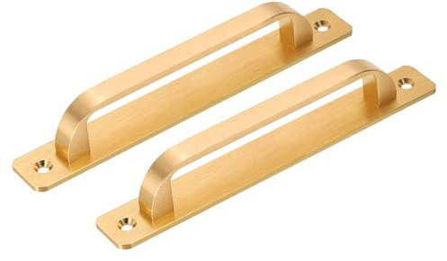 Sourcing Map 2 Pcs Gold Aluminum Alloy Barn Door Handle, 7.09 Inch Pull Handle for Cabinet, Closet, Sliding Door
