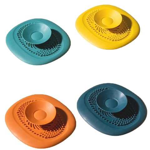 NHQZ 4 Pezzi Raccogli Capelli Doccia in Silicone Filtro Capelli Doccia Universale Filtro Doccia Capelli 2 in 1 Copri Scarico Doccia Morbido Filtro Scarico Doccia per Doccia Cucina Bagno