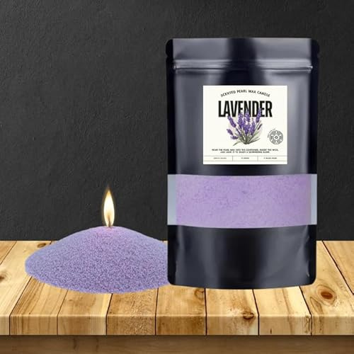 Bougie en cire avec perles de lavande - Bougie parfumée au sable - Bougie en poudre libre