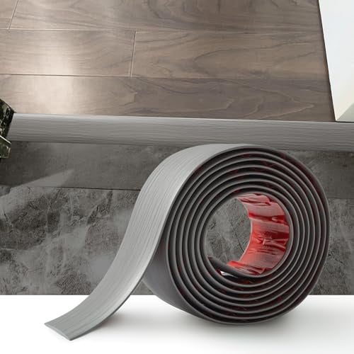 Zayejod 2M PVC Floor Transition Strip Self Adhesive,Grey Wood Grain 7.6CM | Vinyl Flat Floor Divider Strip Carpet Cover Strips Laminate Threshold Flooring Edge Trim for Joining Floor Tiles Gap Door Bar