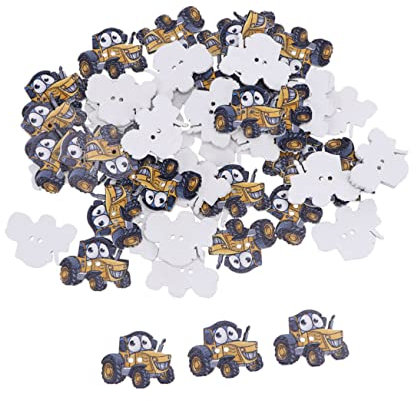 DIYEAH DIY Holzknöpfe Traktor Mit 2 öchern Umweltfreundliche Handbemalte Knöpfe Für Nähen Scrapbooking Und Bastelprojekte Ideal Für Kleidung Hüte Und Schuhe