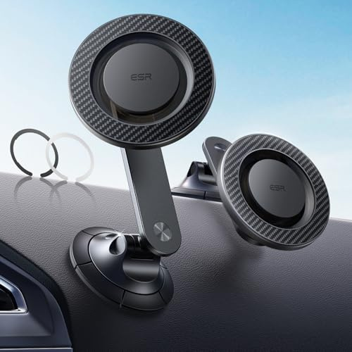 ESR Handyhalterung Auto für MagSafe Autohalterung, 360° Rotation, verbesserte Armaturenbrett Magnet Handyhalterung für iPhone 17e/Air/17/16/15/14/13/Pixel 10/Galaxy S26, Laden Nicht(mit 2 MagSafe Ring