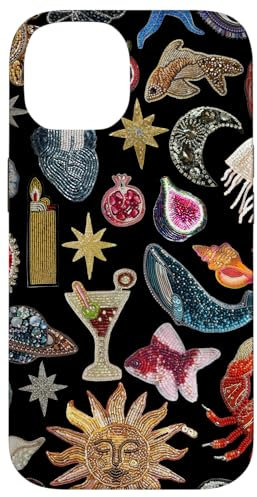 Sonne Mond Stern Mosaik Charm Collage Y2K Hülle für iPhone 14