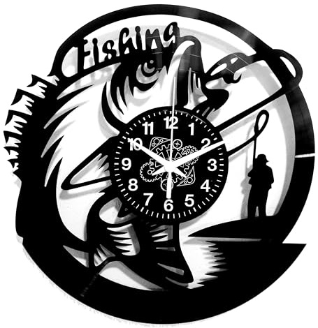 Instant Karma Clocks | Wanduhr Sportfischen | Fischer-Design | Dekoration für Haus See | Geschenkidee