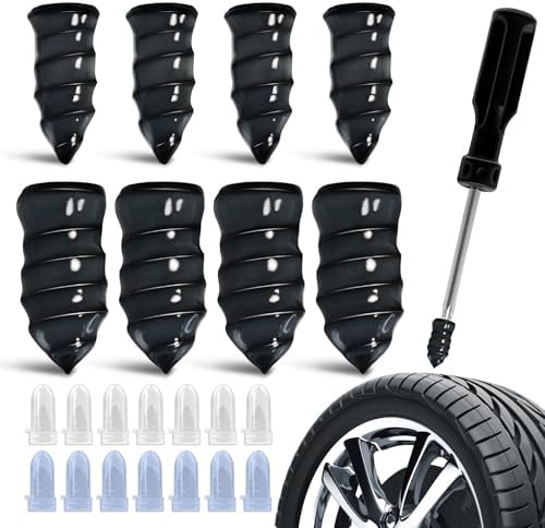 Kit 50 Pezzi Chiodi per Riparazione Pneumatici Sottovuoto – Chiodi in Gomma a Spirale di Alta Qualità con Cacciavite Inclusi, Riparazione Rapida e Sicura per Auto, Moto, Camion e Bici (25S + 25L)