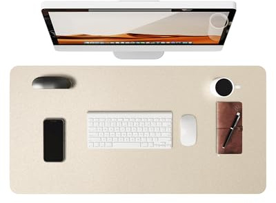 YSAGi Leather Desk Mat, Large Mouse Mat, 60 x 35 cm, Champagne