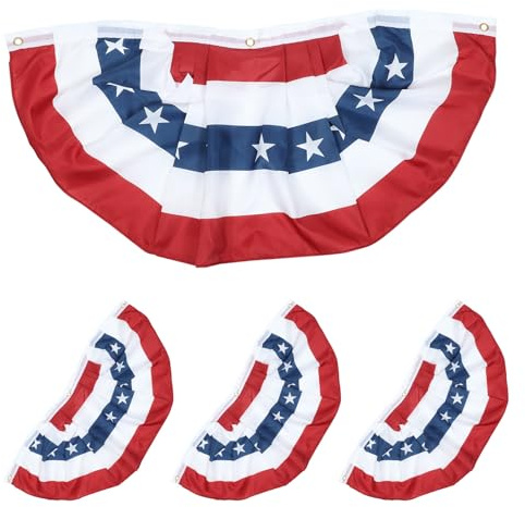 YARNOW Guirlandes Patriotiques de 4 Fanions Drapeaux Américains Plissés 45X90 CM pour Décoration Intérieure et Extérieure Fête Nationale