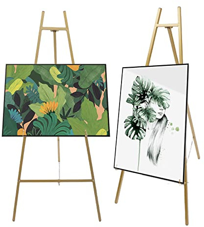 2 caballete dorado para señales, caballetes resistentes, caballete de arte para arte, pintura, cartel de bienvenida, carteles y comerciales