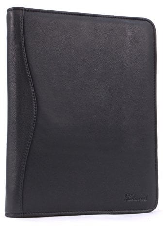 Ashwood - Porte Document Cuir Homme - Pochette Pour A4 Bloc-Note et Tablette - Portefeuille Zippé - Conférencier Organiseur - A4 FOLDER - Noir