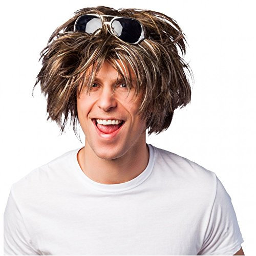 Männer Kurzhaar-Perücke Micky braun meliert Fasching Schlager Sänger Musiker