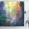 ABAKUHAUS Ozean Duschvorhang, Coral Reef Aquarium Kunst, Stoffliches Gewebe Badezimmerdekorationsset mit Haken, 175 x 180 cm, Türkis Gelb Pink
