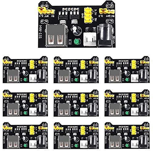 Aoicrie 10PCS 3.3V 5V Power Supply Module for MB102 102 Prototype Breadboard DC 6.5-12V or USB Power Supply Module
