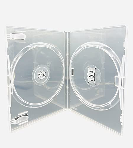 100 x Amaray - Confezione da 100 custodie per DVD doppie, con dorso da 14 mm, colore: Trasparente
