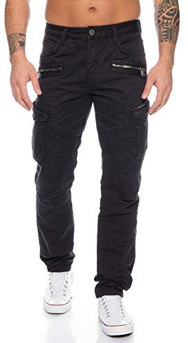 Cipo & Baxx Herren Cargo Jeans Hose (Schwarz, W36/L32)