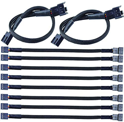VISSQH 10pcs 4 Pin PWM Fan Hub Cable Extensor Ventilador PC PWM Cables de Ventilador Cable de Alimentación de Ventilador Macho a Hembra Compatible con Ventilador de 4 Pin 3 Pin(27CM)