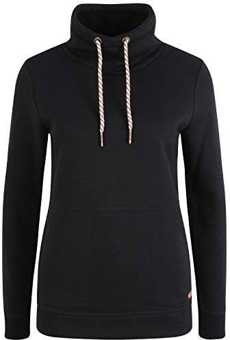 OXMO Vimpa Damen Sweatshirt Pullover Sweater mit Tube-Kragen, Größe:M, Farbe:Black (799000)