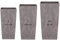 Pack 3 macetas altas Prosperplast (11,4/19/35 litros) Urbi Square Effect de plastico en color gris claro con deposito.