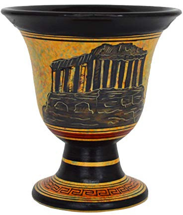 Coupe de Pythagore – Acropole d'Athènes et la chouette de la sagesse peinte à la main