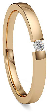Kolibri Rings Ring Damen Gold 333 GOLD - Verlobungsring 8 Karat Rotgold Massiv mit Diamant Trauring Vorsteckring Partnerring 100% Made in Germany- Inkl. Gratis Etui + Gravur + Zertifikat