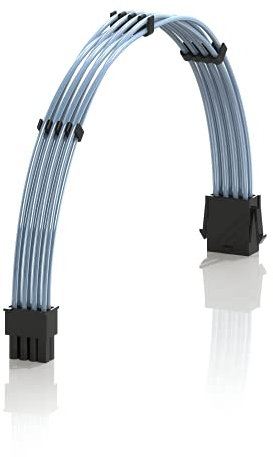 LINKUP - 30cm Netzteilkabelverlängerung 18AWG Sauerstofffreies Kupfer Teflonmantel Custom Mod GPU PC mit Kamm Einzelpackung | 1x 8 P (6+2) CPU | 300mm - Blau