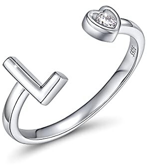 CRYSLOVE Buchstabe Ring Silber 925 Damen Offener Verstellbare stapelba Personalisierter Initiale Alphabet A-Z Ring für Mutter Freundin