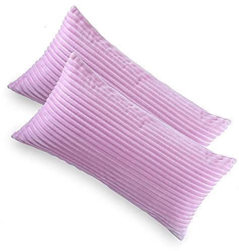 Kuscheli® 2er Set Kissenbezug im Doppelpack Cashmer Touch Fleece Kissenhülle, Sofakissen Kopfkissenbezug Kissenbezüge Couchkissen, Farbe:Rosa, Größe:2X 40x80 cm