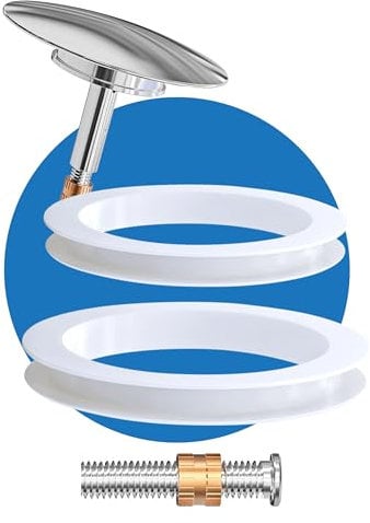 FEINER® [3-TLG.] Silikon Ersatz-Dichtungs-Set für Badewannenstöpsel Ø 72mm – Dichtungen Standard Ø 43mm + XL Ø 49mm + Schraube Ø 7,9mm & Kontermutter.