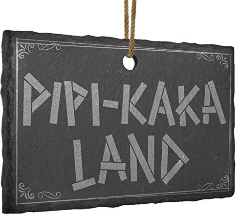 mtb more energy Schiefer Tür Schild PIPI-Kaka Land'' - 7x10 cm - mit Loch - Kloschild Aufhänger Toilette Gäste WC