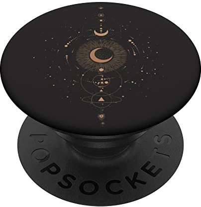 Celestial Line Astrology Sun Moon Stars Planets Black PopSockets Adhesive PopGrip