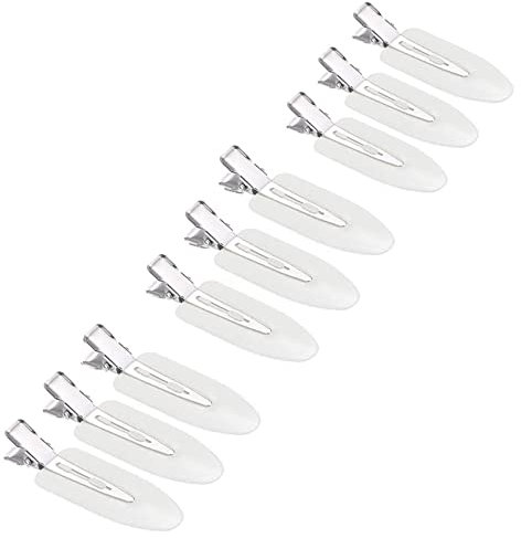 JeoPoom Pinzas para el Pelo sin Doblar Clips[9 Piezas], Sin Dobleces, Sin Marcas, Sin Arrugas, Herramienta de Clips de Peinado(Blanco)