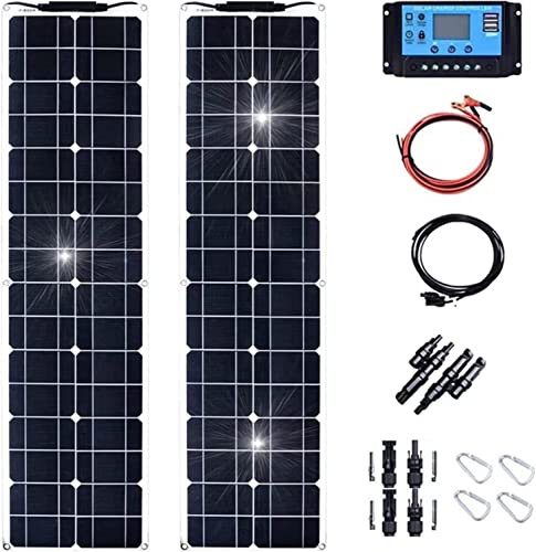 Kcolic 400W 12V-24V Panneau Solaire Flexible Chargeur Solaire Monocristallin Panneau Solaire Étanche Et Ultra Fin pour Camping Cars, Bateaux, Maisons 2 * 200W