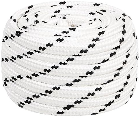 vidaXL Bootsseil Geflochten Festmacher Seil Flechtleine Bootstau Flechtschnur Tauwerk Ankerleine Mehrzweckseil Leine Weiß 18mmx25m Polyester