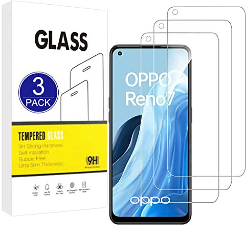 X-Dision [3 Piezas] Compatible con Protector de Pantalla Oppo Reno 7,Película Protectora 2.5D[Dureza 9H,Compatible con Estuches,A prueba Roturas]Premium Película Vidrio Templado