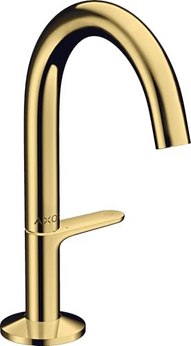 hansgrohe AXOR One Waschtischarmatur Select 140 mit Push-Open Ablaufgarnitur, Ausladung 122 mm, 48010990, Farbe: Polished Gold Optic