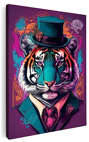 Artmazing | Mr. Tiger Bild | Bilder Tiger Modern | S-Art Bilder | Tigerbilder Modern | Poster & Kunstdrucke | Wandbild Tiger Deko XXL | Kunstdrucke Leinwand | Tiger Bilder | Bild Hochformat | Wanddeko