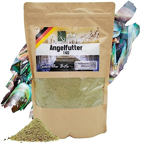 Zite Fishing Grundfutter Karpfen-Angeln - Starke Lockwirkung auf Friedfische - 1kg Hochwertiges Groundbait Karpfen-Futter Wiederverschließbar - Ideal auch für Brassen, Rotaugen & Mehr (Muschel)