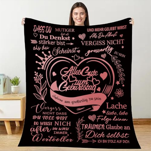 TDDKFB Kuscheldecke Geburtstagsgeschenk für Frauen,Lustige DeckeGeburtstagsgeschenk für Mama, Mädchen, Frau, Freundin, Schwester, Freundin, Kollegin,Geschenk Geburtstag, Happy Birthday Deko150x200cm