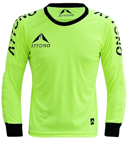 ATTONO Kinder Torwarttrikot Torwartshirt Fußball Torwart Trikot gepolstert - gelb 128