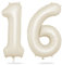 Luftballon 16, 40 Zoll Luftballon 16. Geburtstag, XXL Creme Weiß Zahlen 16 Luftballon Sandweiß Folienballon Helium Ballons für Babyparty Junge Männer 16 Jahre Geburtstags Party Deko (Nummer 16)